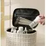 Multifunctional Fashion Plaid Tweed Makeup Bag Portable Large Capacity Ladies Toiletries Storage Cosmetic Bag