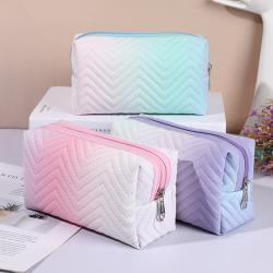 Travel Portable Tie Dye Toiletries Organizer Storage Bag Make Up Pouch Fashion PU Leather Gradient Color Cosmetic Bag