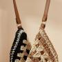 Grass woven hollow flower large triangle contrasting woven beach bag