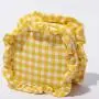 Keymay Wholesale Women Beautiful Makeup Bag Waterproof Wash Bag Storage Pouch Gingham Ruffle Small Nylon Cosmetic Bag
