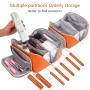 Large Travel-Friendly Leather Cosmetic Bag with Strap Portable Waterproof Anti-Dust Opens Flat for Women Makeup Cases