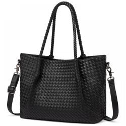 LOVEVOOK 2024 new leather Woven Bag large capacity fashion Vegan purses for school work daily use women office tote shoulder bag