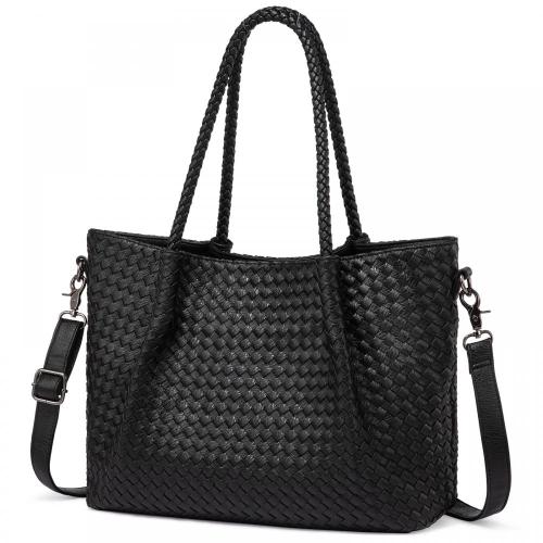 LOVEVOOK 2024 new leather Woven Bag large capacity fashion Vegan purses for school work daily use women office tote shoulder bag