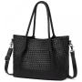 LOVEVOOK 2024 new leather Woven Bag large capacity fashion Vegan purses for school work daily use women office tote shoulder bag