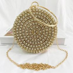 customize Bling Wholesale Crystal Latest Trendy Clutch Bags Round Rhinestone Evening Dinner Clutch Bag Women