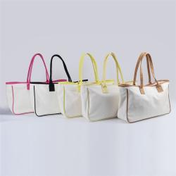 Keymay Custom Logo Durable Multi-color Large Capacity Shipping Bag Ladies Shoulder Bag Summer Canvas Beach Tote Bag Travel