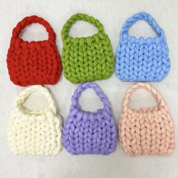 Custom colors Winter Thick Icelandic Wool Diy Chunky Yarn Tote Women's Hand Knitted Crochet Handbag Bag