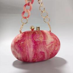 Bulk Wholesale Oval Acrylic Fashion Crossbody Shoulder Bag Pink Evening Clutch Bag Acrylic Purse Handbags Woman
