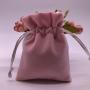 Pink Velvet Drawstring Bag With Satin Lining