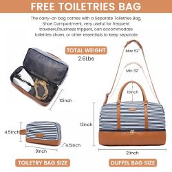 Realer Fashion stripes style 2pcs/set PU Canvas Overnight Duffel Bag with Shoe Compartment Waterproof Luggage Duffle Travel Bags