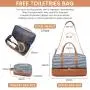 Realer Fashion stripes style 2pcs/set PU Canvas Overnight Duffel Bag with Shoe Compartment Waterproof Luggage Duffle Travel Bags