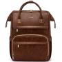 LOVEVOOK Fashion Vintage Leather Backpack 15.6 in Leather Laptop Backpack Teacher Nurse Work Carry On Travel Backpack for Women