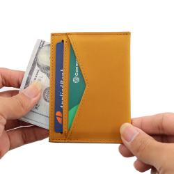 OEM/ODM Mini Wallet Card Holder Genuine Leather Pocket Card Holder RfidTeapot Card Holders
