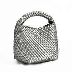 2024 New Braided Bag Fashion Bucket Bag Female Pu Candy Color Shoulder Handbag Trend Child Bag