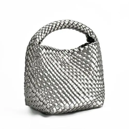 2024 New Braided Bag Fashion Bucket Bag Female Pu Candy Color Shoulder Handbag Trend Child Bag