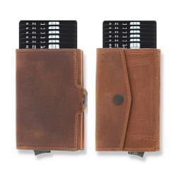 Automatic Smart Wallet Aluminum Card Holder PU leather Money Clip Credit Business Wallet RFID Blocking Credit Card Holder Wallet