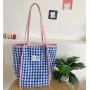 ZWY099 New Color Collision Plaid Cotton Girls Shoulder Bag Lightweight Travel Picnic Shopping Tote Bag Wholesale Checkered Bag
