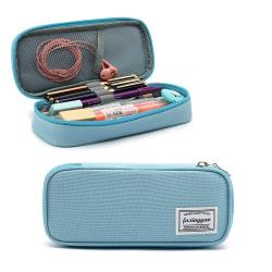 Gelory High Quality Latest Solid Color Multi- Slot Pouch Pencil Case Zipper Portable Office Pencil Bag