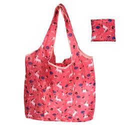 High Quality Floral Print Folding Tote Bag Large Capacity Reusable 190T Polyester Foldable Grocery Shopping Bag