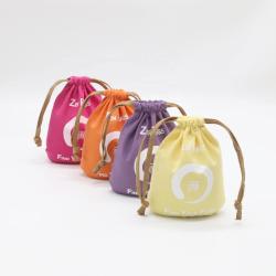 Wholesale Ellipse Cotton Linen Perfume Essential Oil Skincare Packaging Makeup Pouch Luxury Drawstring Cotton Cosmetic Bag