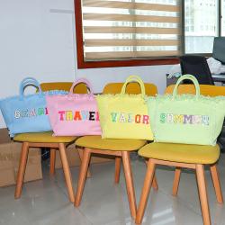 Keymay RTS 6 Color USA Warehouse Free Shipping Mixed Color High Quality Tassel Handbag Supplier Fringe Tote Bag Blank Canvas Bag