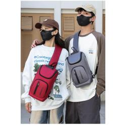 ZR772 Hot Selling Chest Bag Men New USB Shoulder Bag Sports Travel Crossbody Bag Leisure Solid Color Oxford Cloth Satchel