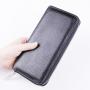 Custom Black Long Zipper Purses for Men Litchi Genuine Leather Wallet Women