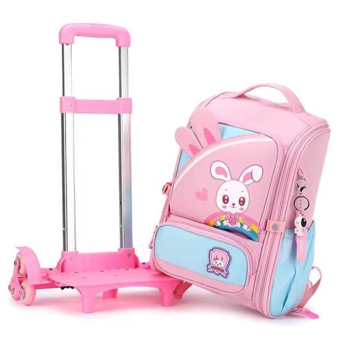 ZR897 Children's Trolley Backpack Kids Schoolbag Cute Cartoon Girl Detachable High Quality New Fashion Boy School Bag