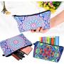 2024 Boho Style Mandala Flowers Digital Printing Zipper Cosmetic Bag Waterproof Travel Makeup Toiletry Pouch