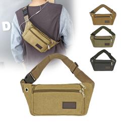 Thickened Canvas Crossbody Chest Phone Pouch Bum Bag Hip Fanny Pack Travel Hiking Sport Waist Belt Bag