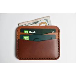 100% full grain vegetable tanned leather card holder wallet slim card holder
