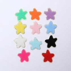 Keymay Custom High Quality Lightweight Multicolor Gold Glitter Self-Adhesive Chenille Embroidery Patches Chenille Star Patch