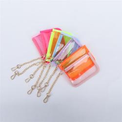 Keymay New Design RTS Stock Custom Logo Durable Girls Cute Waterproof Plastic Card Holder Clear Coin Purse Pvc Wallet Keychain