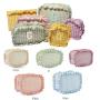 Keymay Fashion Girls Cute Organizer Zipper Pouch Gingham Pouch Check Cosmetic Bag Makeup Bag with Ruffle Edge
