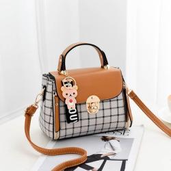 New Fashion Designer Woman Tote Bag Custom Pu Leather Large Capacity Handbag Cover Lock Constracting Color Shoulder Bag