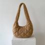 2024 Trend Lattice Pattern Cotton Bag Winter Fashion Clouds Handbag Soft Puff Bag Female