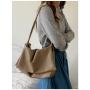 New autumn and winter soft leather drawstring pleated bag versatile solid color shoulder bag with large capacity underarm bag