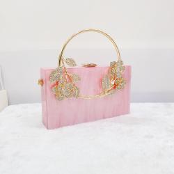 2024 Acrylic Evening Bag for Woman Small Square Clutches Wedding Evening Purse Diamond Flower Hander Luxury Designer Handbag