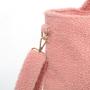 Keymay Shopper Bag for Women with Extra Strap Personalized Winter Plush Shoulder Sherpa Handbag Fluffy Teddy Tote Bag Belt Bag