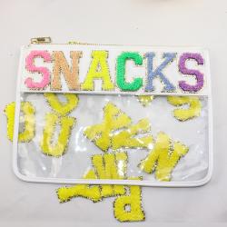 Custom Chenille Patches Nylon Transparent Makeup Toiletry Wash Bag Waterproof PVC Zipper Toiletry Bag Clear Cosmetic Bag