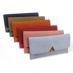 Simple Design Ladies PU Leather Women Foldover Slim Wallet With Zipper Bag