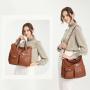 2024 new retro high-quality leather ladies fashion simple shoulder bag large capacity casual handbag