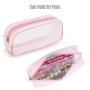 Gelory Creative Transparent Mesh Pencil Case Portable Lightweight Mesh Zipper Desk Storage Pouch Pencil Bags