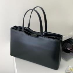 Simple and fashionable niche tote bag Rectangular smooth pu leather handbag Classic solid color hand bag for women