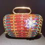 High quality handmade contrasting colors floral decoration rhinestone clutch bag crystal golden evening bags