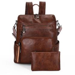 XL341 Vintage Casual Anti Water Women's Crossbody Bag Ladies Backpack Lightweight Senior PU leather dual-purpose Shoulder Bag