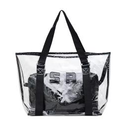 Big capacity transparent 2 pc jelly tote bag for women