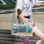 Custom Logo Stylish Laser Jelly Gym Yoga Luggage Handbag Transparent Pvc Holographic Travel Duffel Bag