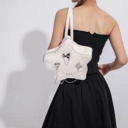 Custom Tote bag Star decoration Simple PU women's bag portable zipper single shoulder chain niche design plus logo