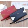 ZWY268 Double Zipper Women Long PU Leather Wallet Wholesale Daily Colorblocking Coin Purse Customizable Waterproof Card Case